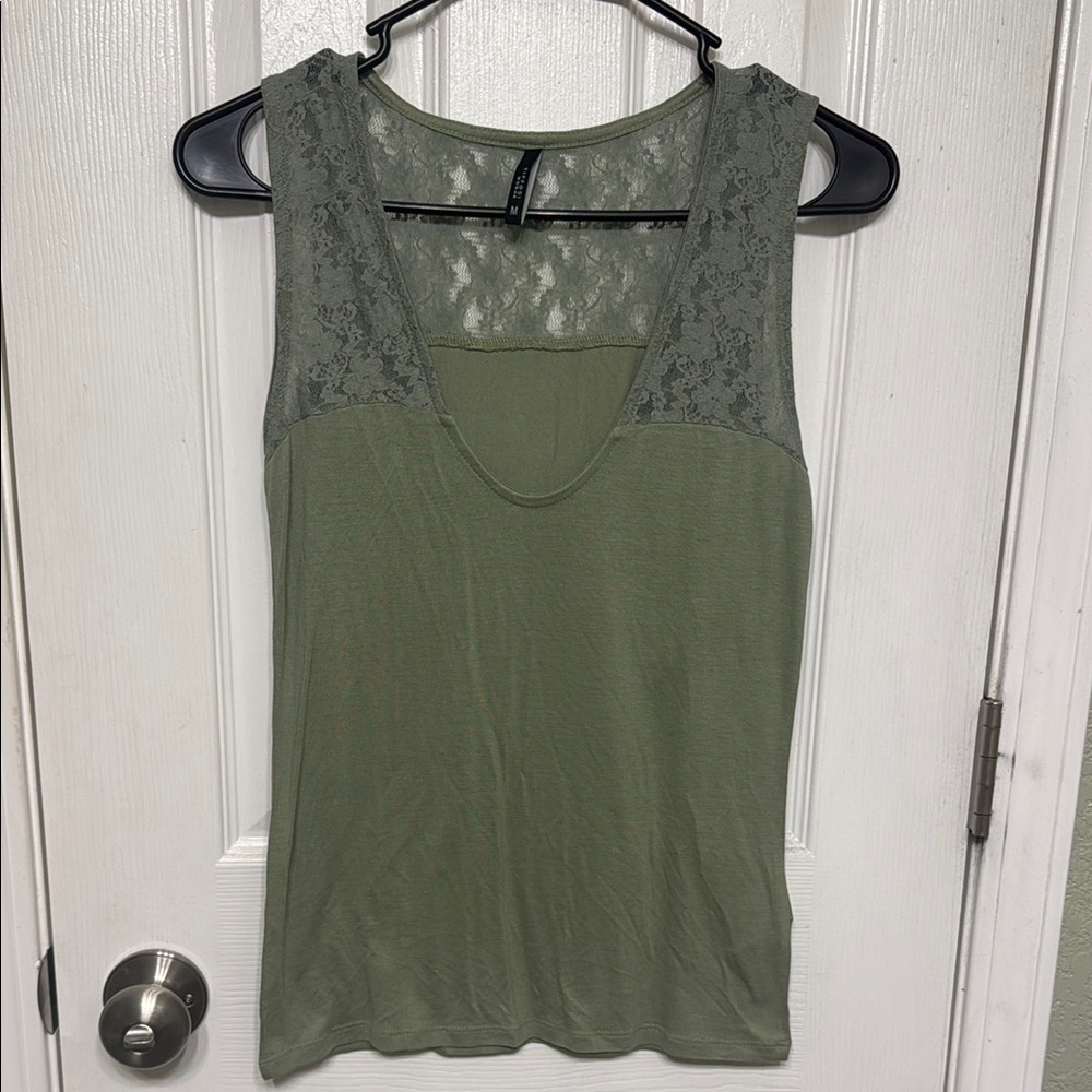Green Lace Detail Women's Top